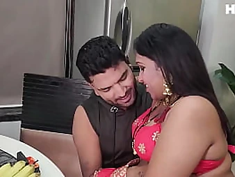 See Kalpesh, Indian Mom with big hooters, unclothe down to expose her humid gash and take Devar Ji's big black manhood in her