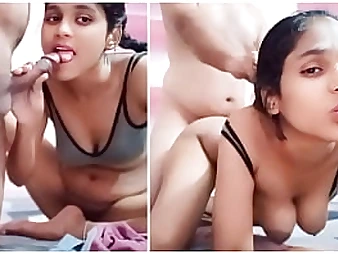 Desi cutie Riya Bhabh1 takes a hard pummeling after sucking her neighbor's thong snake