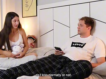 MyHornyKitty and her stepbro share a divan and get a super-hot pass out surrounding their attended cootchie!