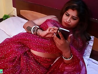 Indian Bhabhi Astounding Hdoyel gets her XXL boobies and cock-squeezing vagina abound at hand jizz during a grotesque Desi pulverize-a