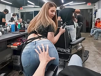 Parker Ambrose & Successful Anne's affectionate Barbershop session - Touching the Bitchy Lad's Ass just about Return
