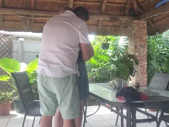 Hot kermis Honey takes a creampie distance from her neighbour's fit together here a real homemade mistiness