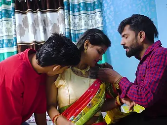 Desi Aunty Hard-core Screw beside 2 Locals: A Desi MILF added to their way Desi MILF Friends