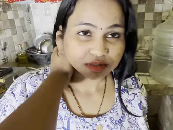Indian housewife's awesome tits get kaput in a hot pantry sex party!